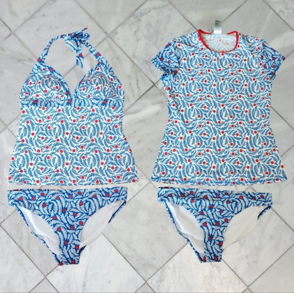 Boden Swim Boden Floral Tankini Rash Guard 3 Piece Swimsuit Set